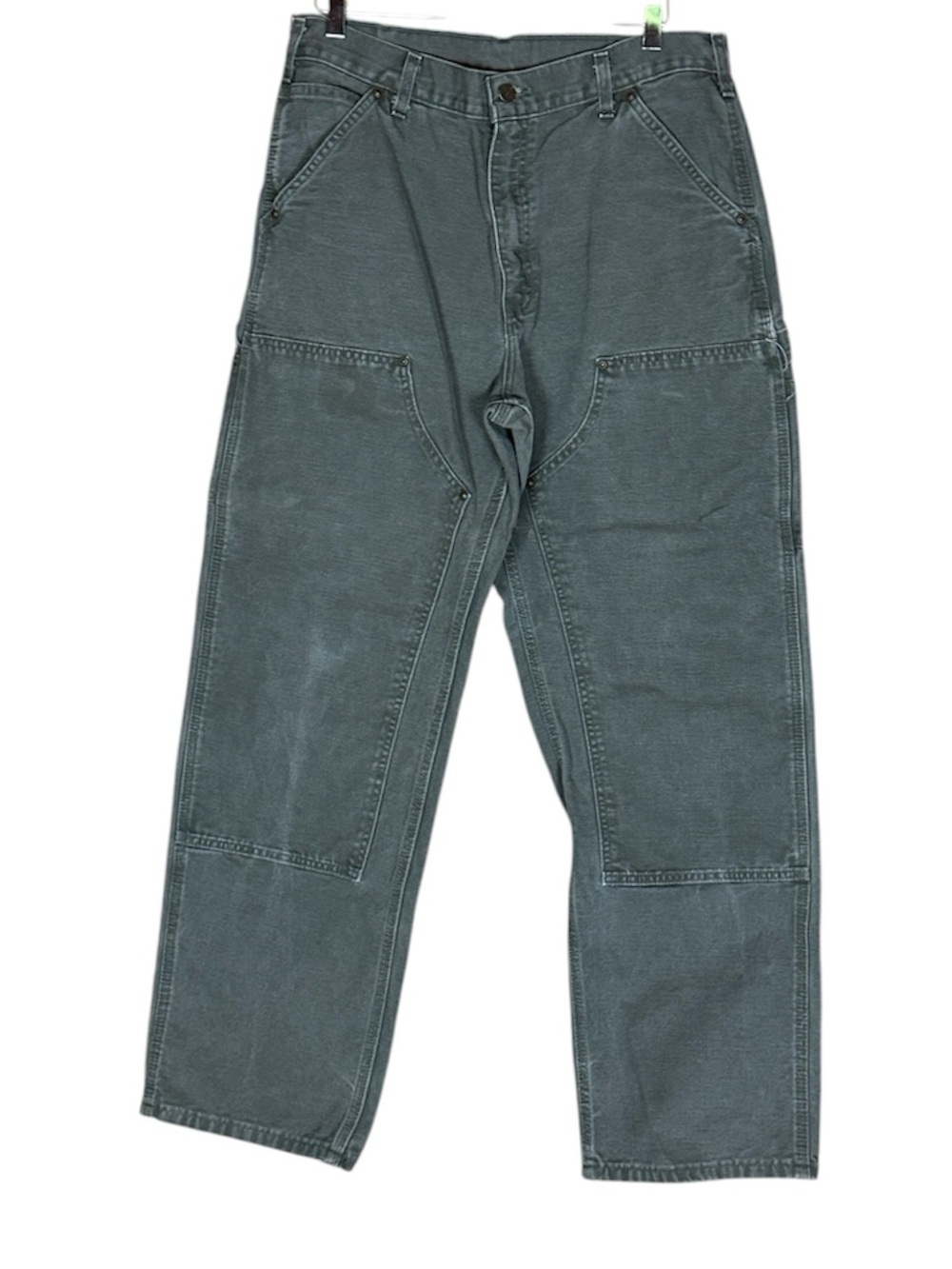 Vintage Carhartt B136 Moss Double front duck canvas carpenter pants 33 x 32